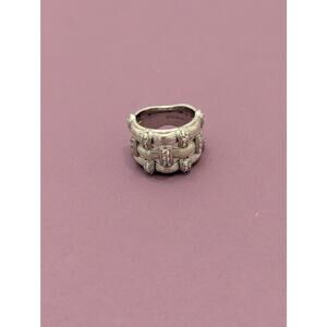 Italian Silver Ring Size 5 by David Markstein. Graduated CZ Basket, 5/8 in. QVC